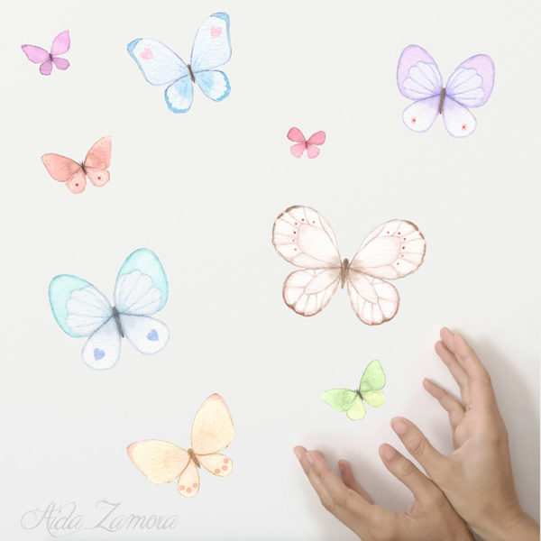 Vinilo infantil de tela Mariposas de colores